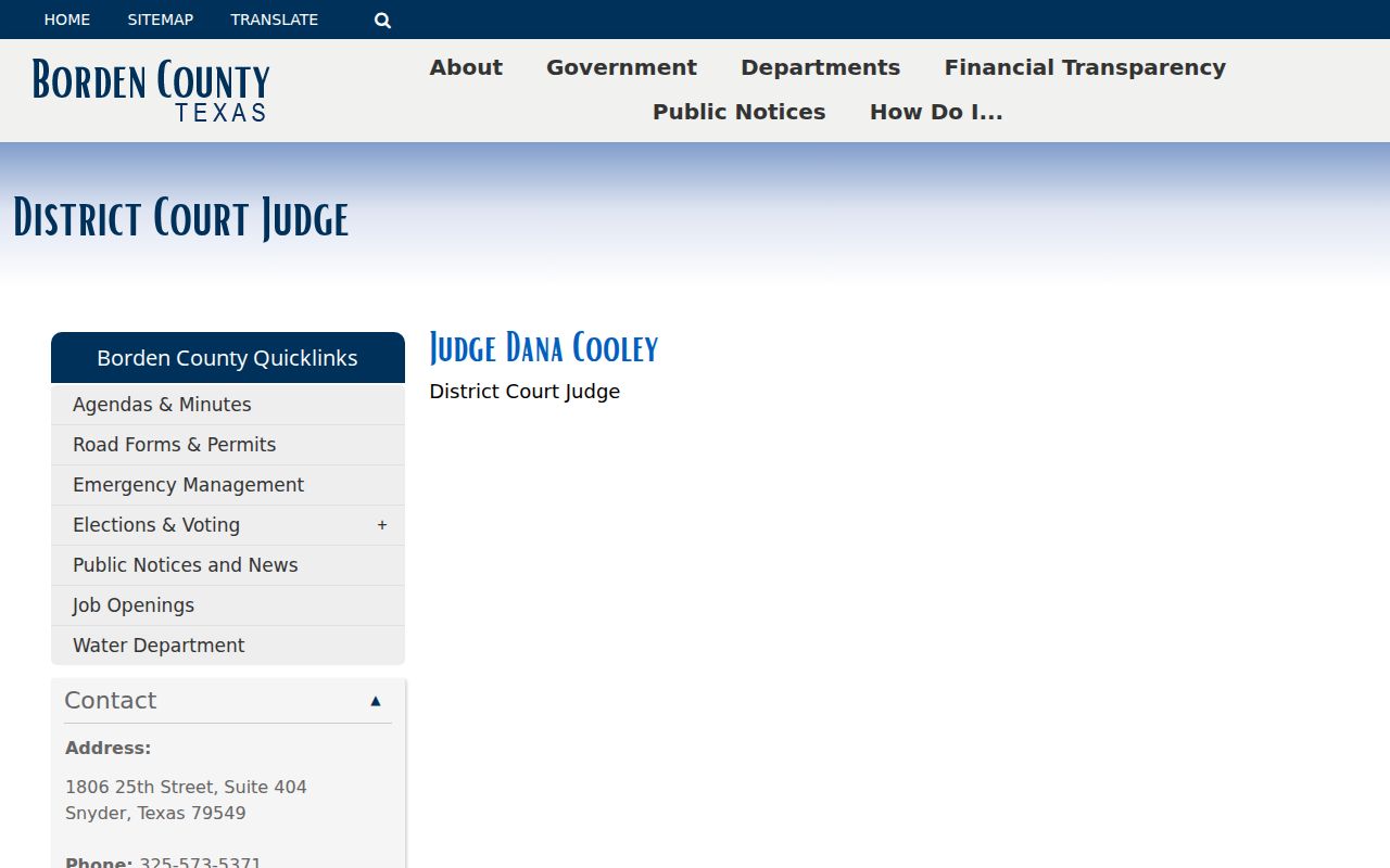 Borden County arrest warrant records: official 132nd District Court contact panel