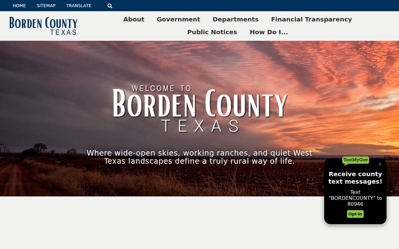 Borden County traffic warrant records: county homepage payment note limits its code to water and clerk payments