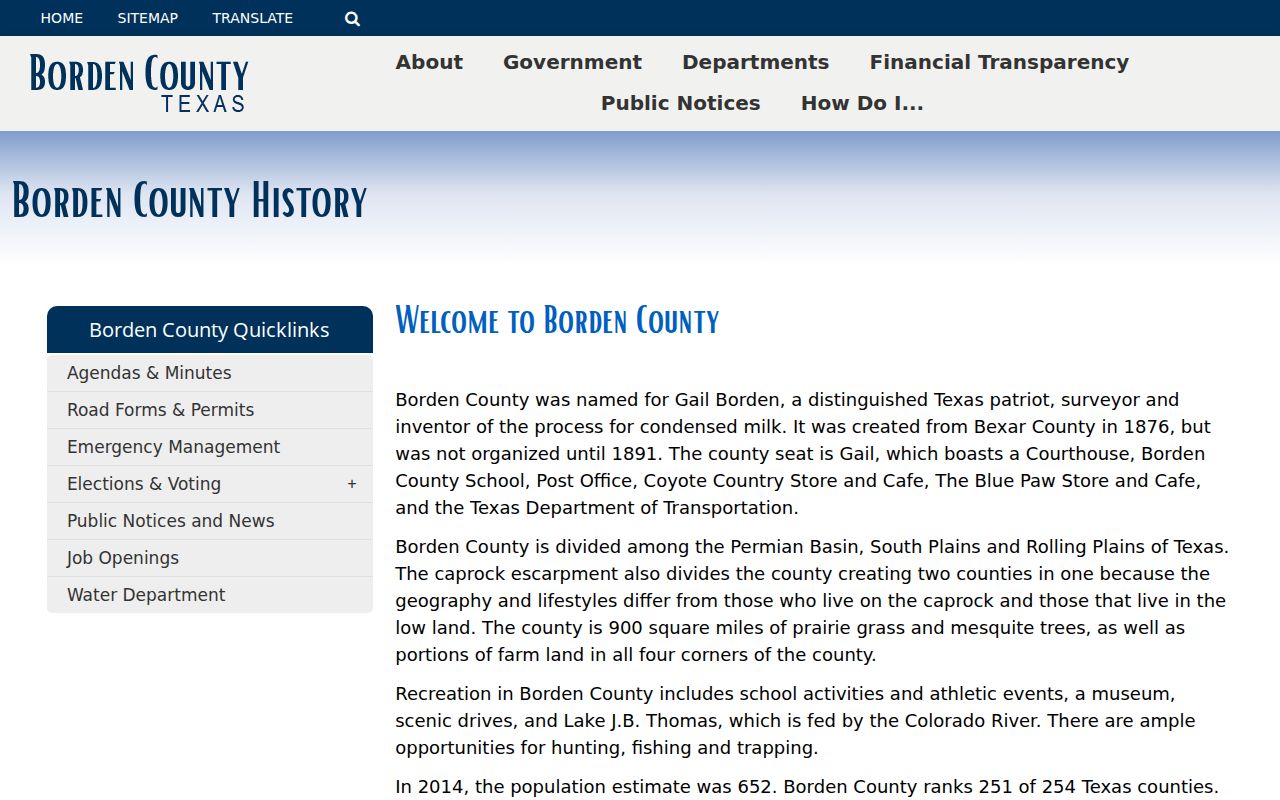 Borden County municipal warrant records: county history identifies Gail as the county seat