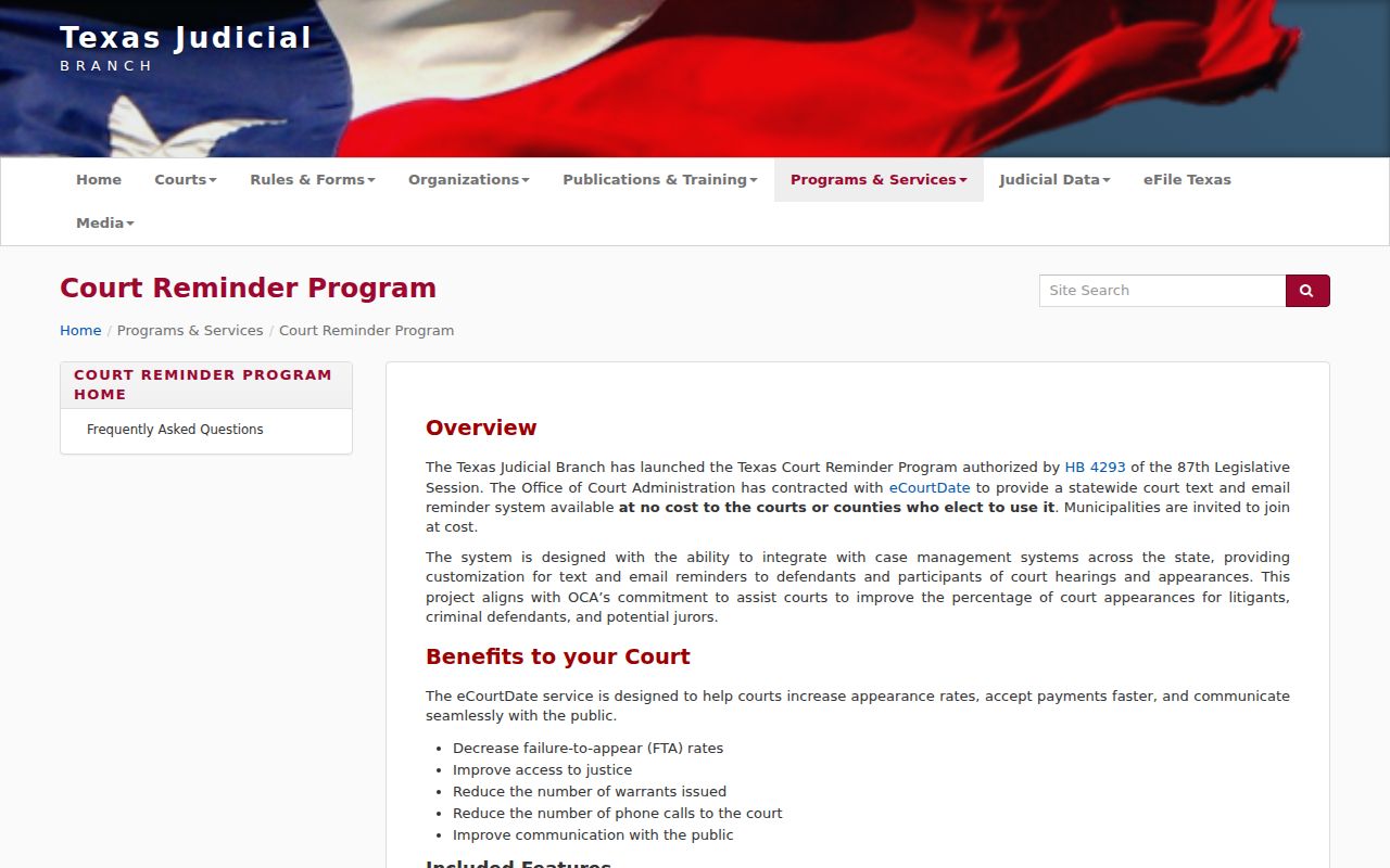 Borden County bench warrant records: Texas Court Reminder Program information, with local participation unconfirmed
