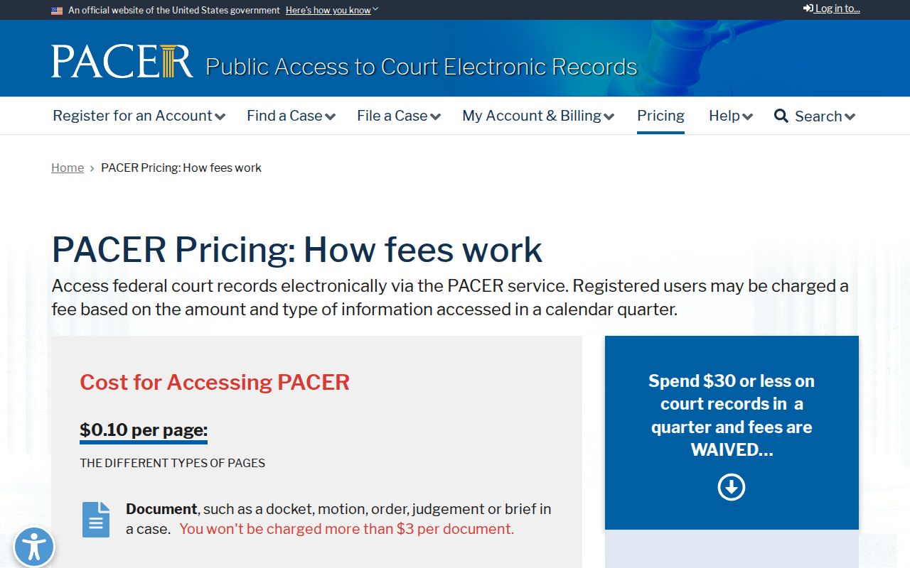 Borden County most-wanted records: PACER federal docket access and pricing, not a local warrant list